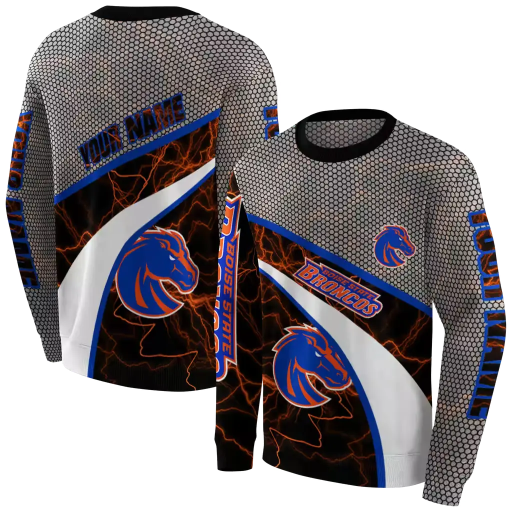 custom boise state broncos hexagonal mesh orange black gray hoodie premium grade custom boise state broncos hexagonal mesh orange black gray hoodie premium grade