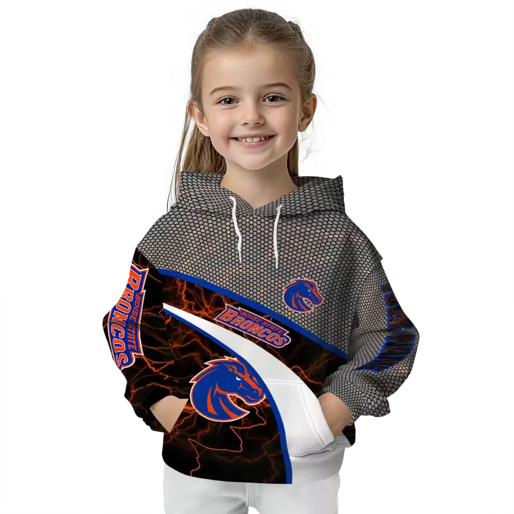 custom boise state broncos hexagonal mesh orange black gray hoodie top rated custom boise state broncos hexagonal mesh orange black gray hoodie top rated