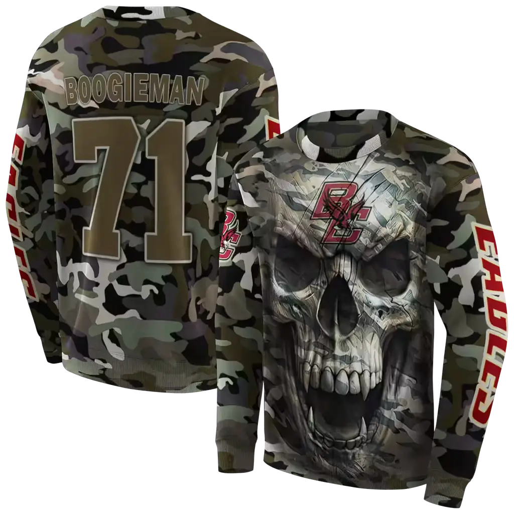 custom boston college eagles camo skull hoodie premium grade custom boston college eagles camo skull hoodie premium grade
