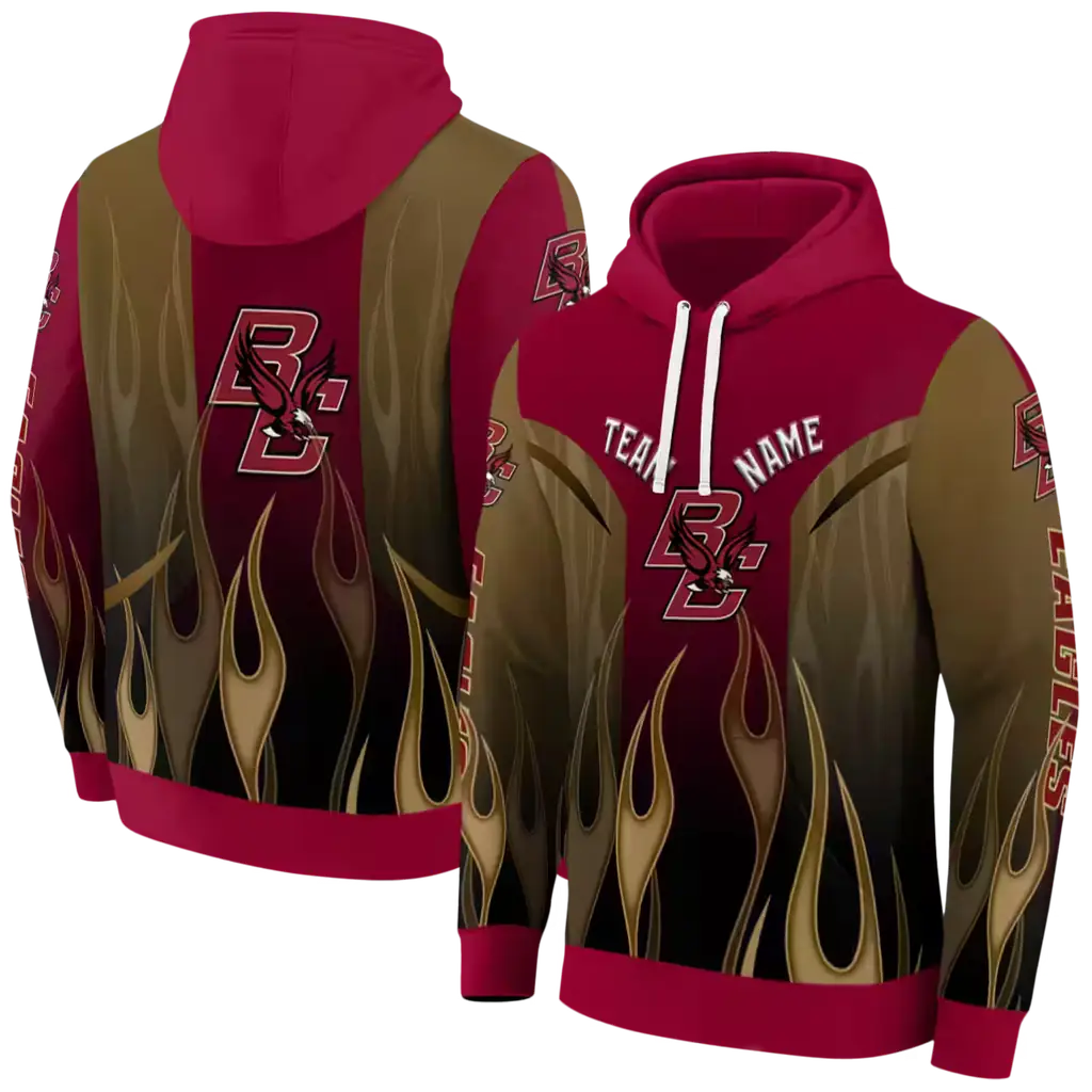 custom boston college eagles flame design maroon hoodie fashion forward custom boston college eagles flame design maroon hoodie fashion forward