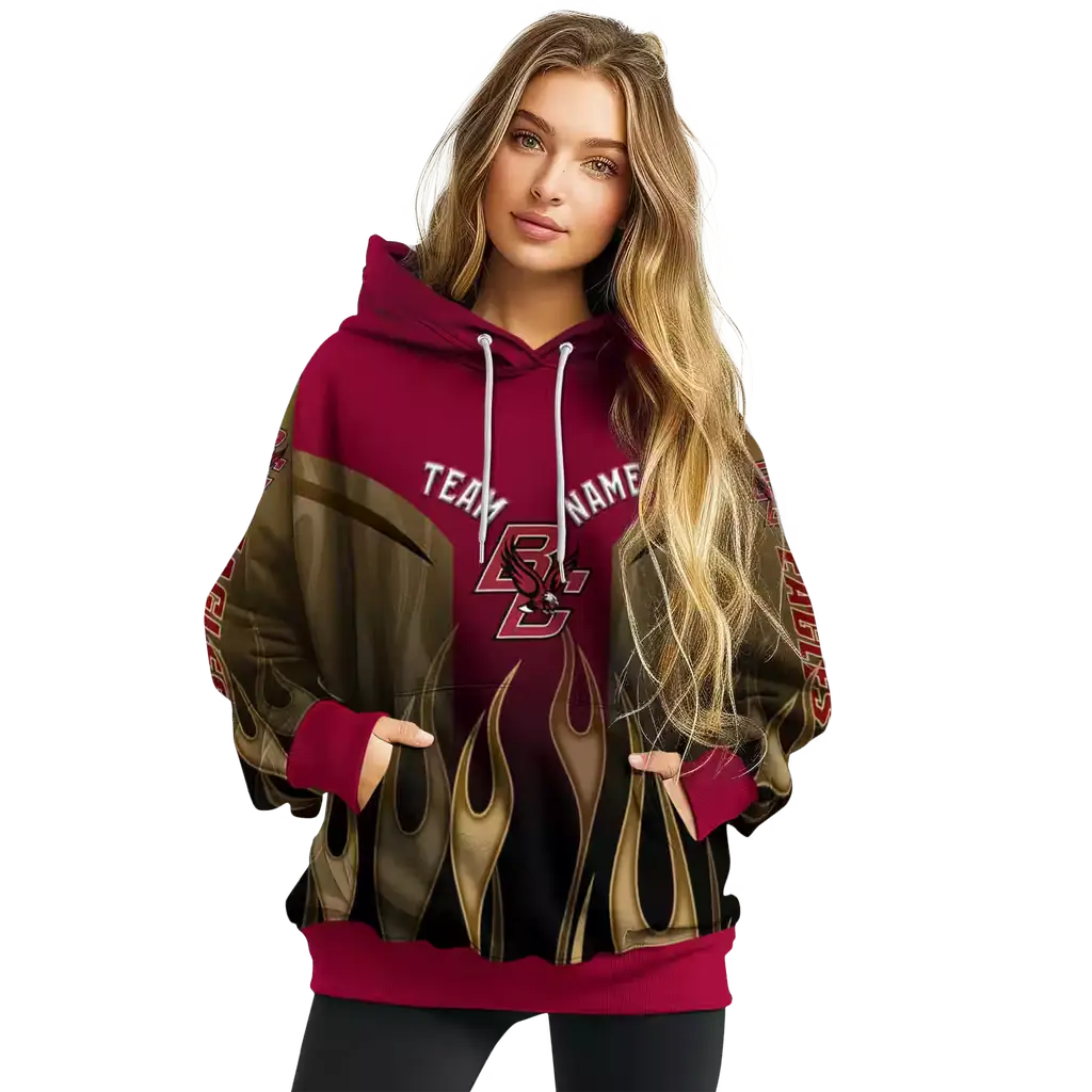 custom boston college eagles flame design maroon hoodie high quality custom boston college eagles flame design maroon hoodie high quality