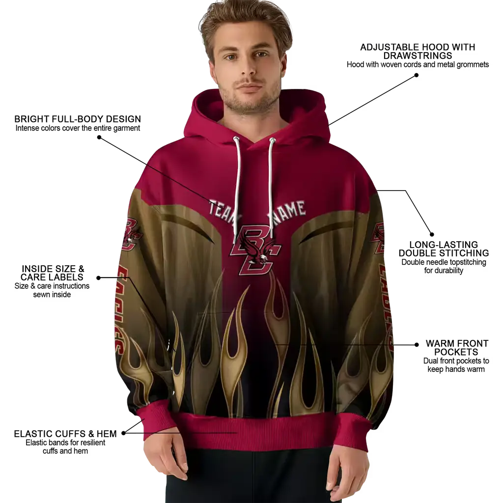 custom boston college eagles flame design maroon hoodie latest model custom boston college eagles flame design maroon hoodie latest model