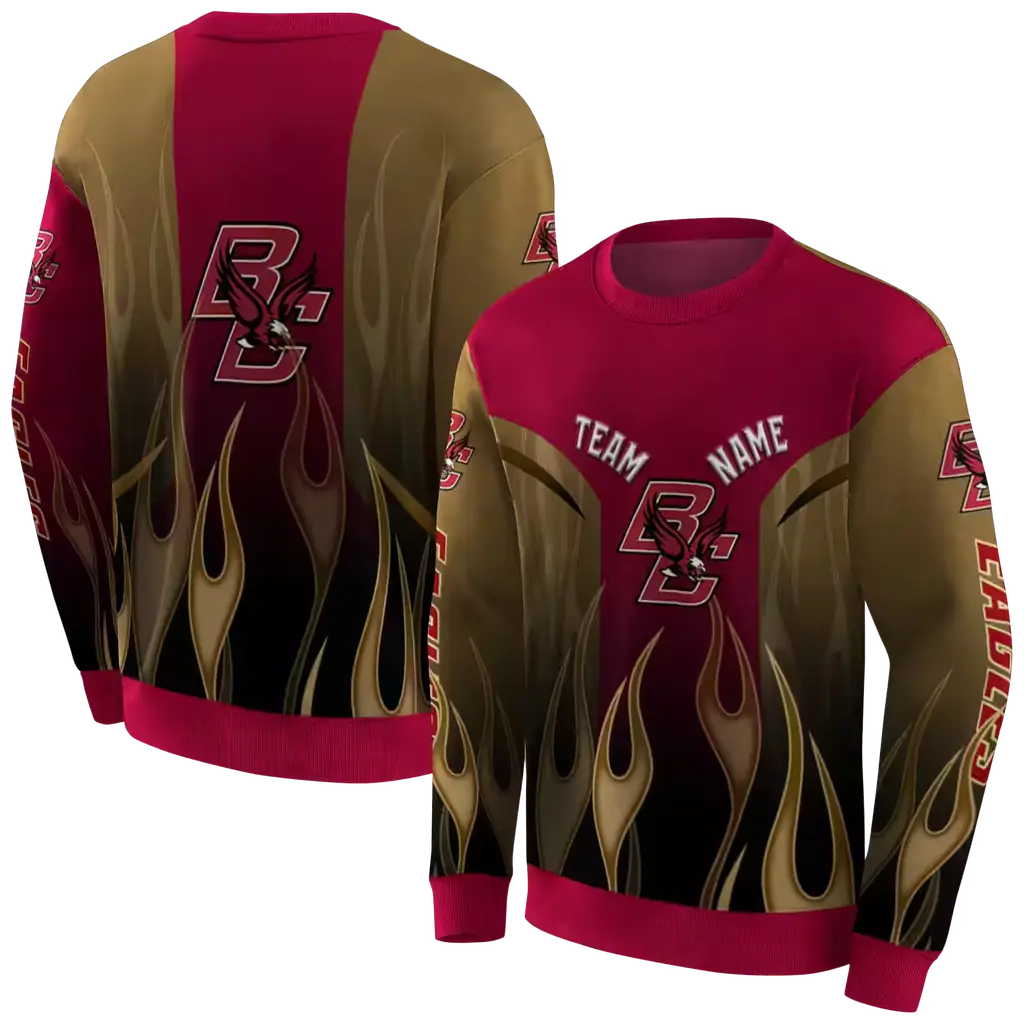 custom boston college eagles flame design maroon hoodie premium grade custom boston college eagles flame design maroon hoodie premium grade