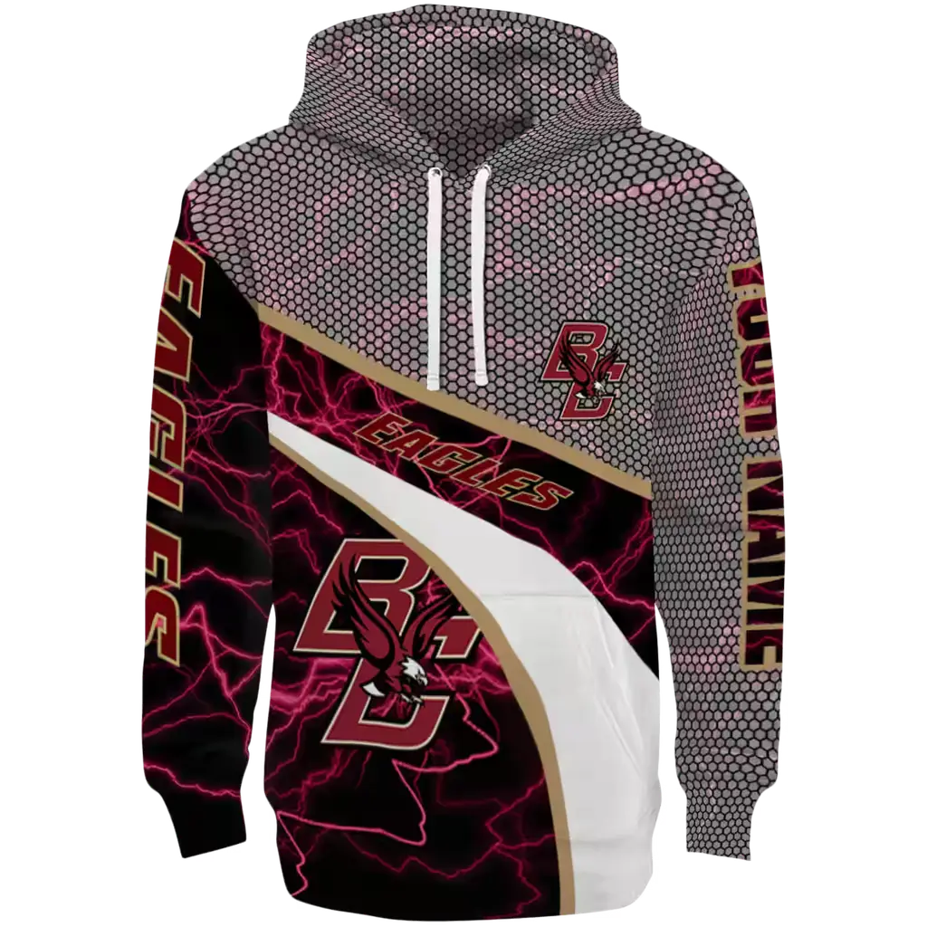 custom boston college eagles hexagonal mesh maroon black gray hoodie best selling custom boston college eagles hexagonal mesh maroon black gray hoodie best selling