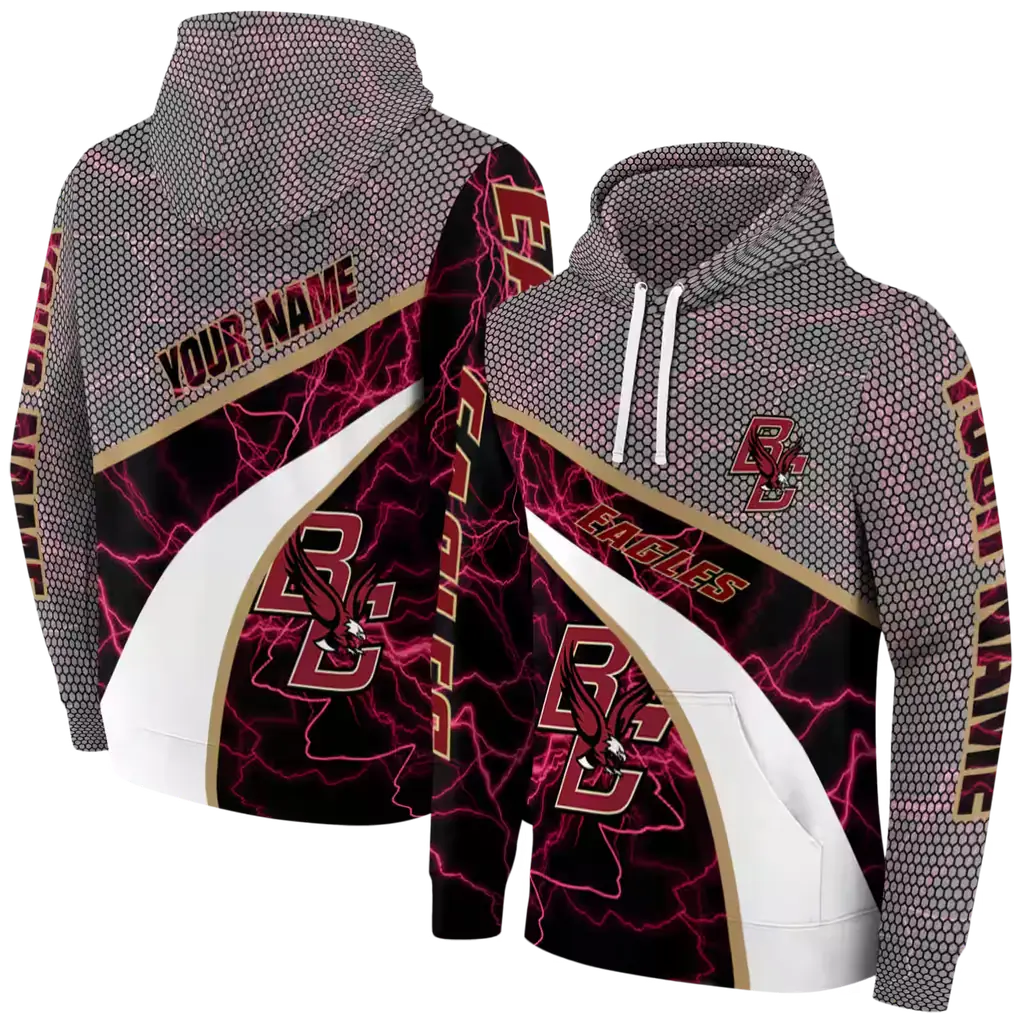 custom boston college eagles hexagonal mesh maroon black gray hoodie fashion forward custom boston college eagles hexagonal mesh maroon black gray hoodie fashion forward