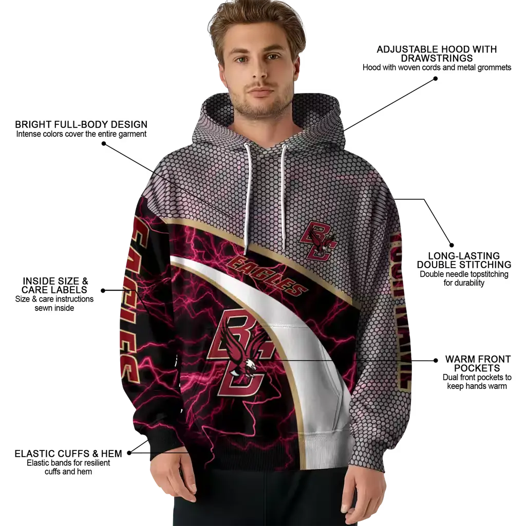 custom boston college eagles hexagonal mesh maroon black gray hoodie latest model custom boston college eagles hexagonal mesh maroon black gray hoodie latest model