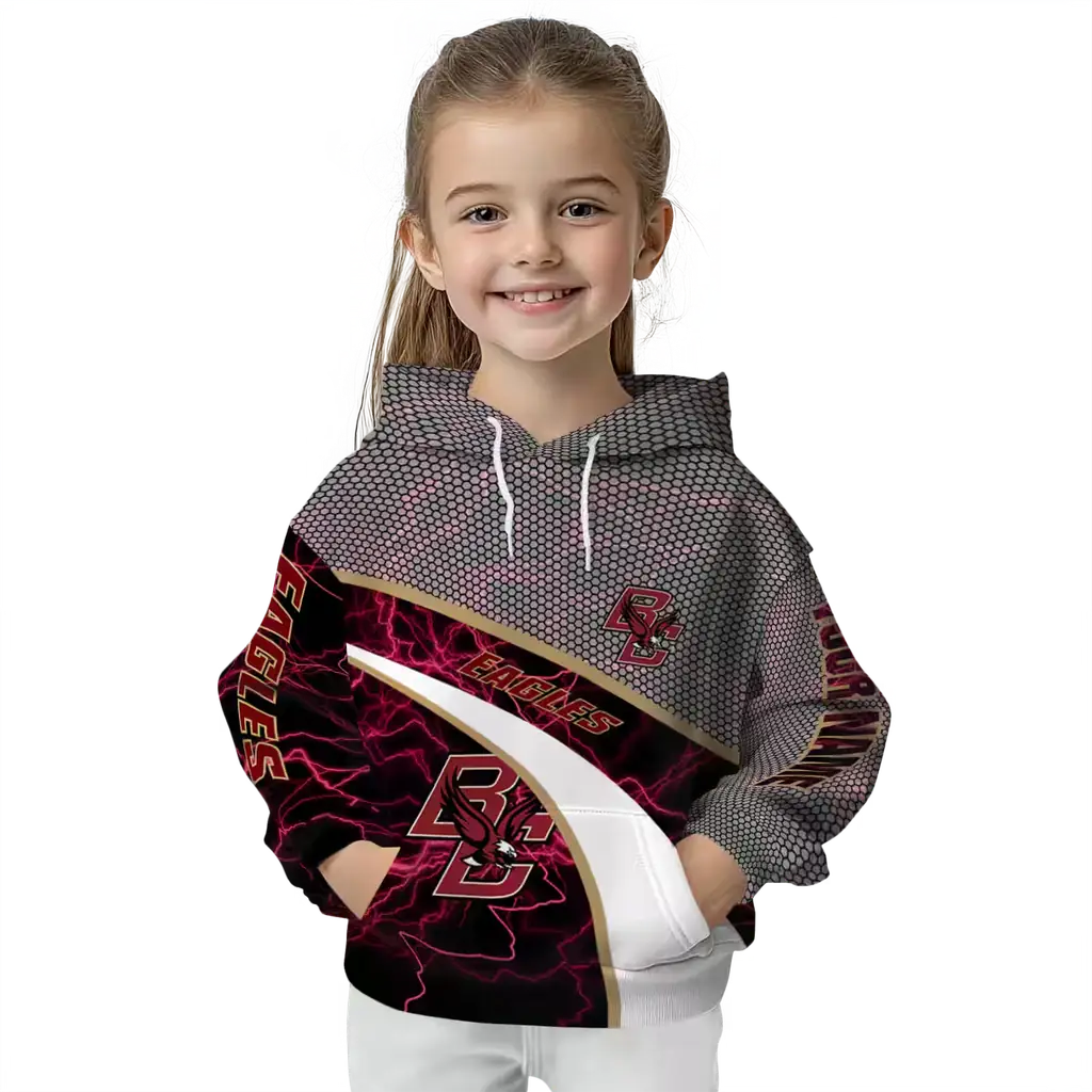 custom boston college eagles hexagonal mesh maroon black gray hoodie top rated custom boston college eagles hexagonal mesh maroon black gray hoodie top rated