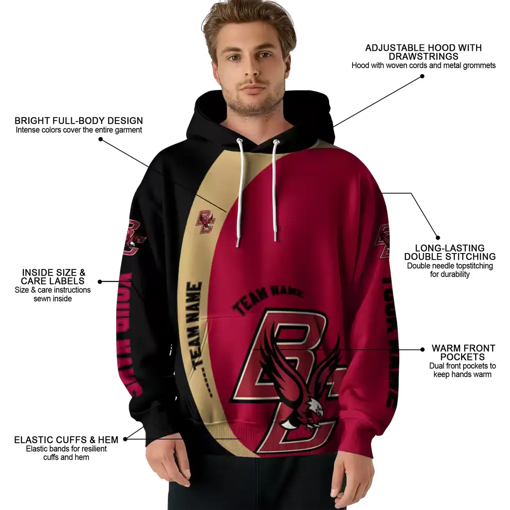 custom boston college eagles minimalist design maroon black hoodie latest model custom boston college eagles minimalist design maroon black hoodie latest model
