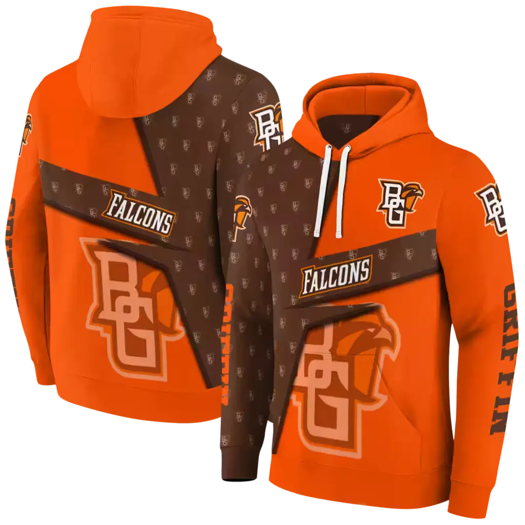 custom bowling green falcons abstract shape orange hoodie fashion forward custom bowling green falcons abstract shape orange hoodie fashion forward