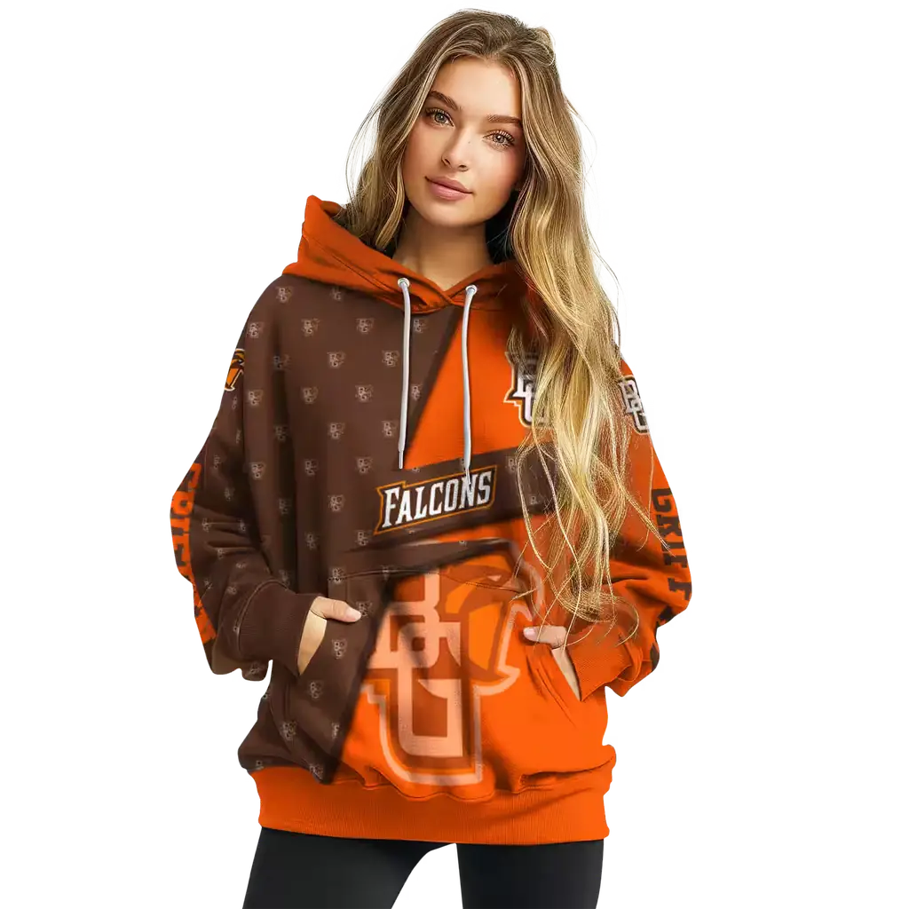 custom bowling green falcons abstract shape orange hoodie high quality custom bowling green falcons abstract shape orange hoodie high quality