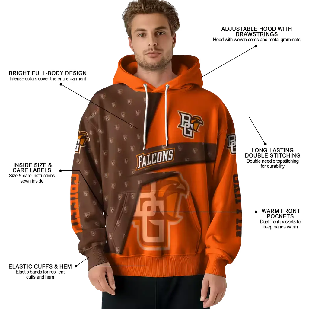 custom bowling green falcons abstract shape orange hoodie latest model custom bowling green falcons abstract shape orange hoodie latest model