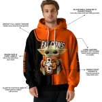 custom bowling green falcons baby yoda orange black hoodie best selling