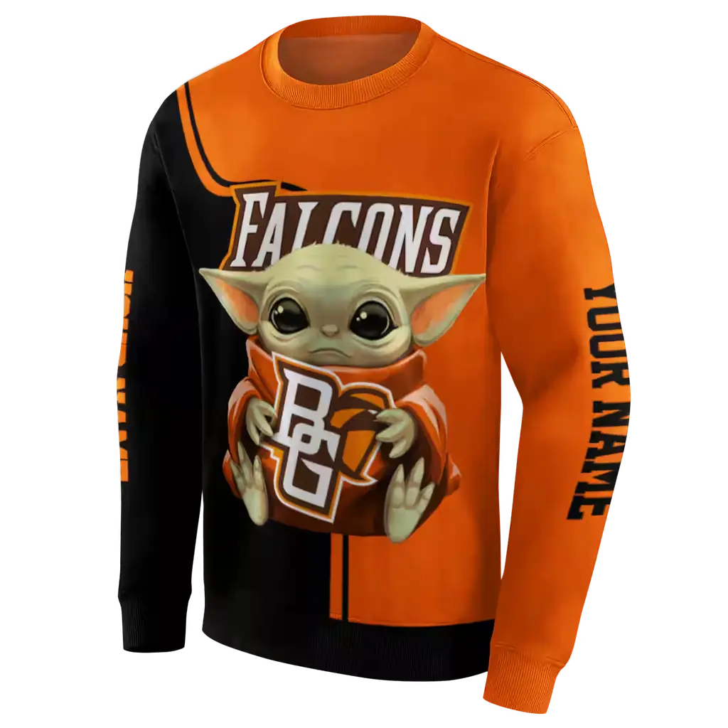 custom bowling green falcons baby yoda orange black hoodie new arrival custom bowling green falcons baby yoda orange black hoodie new arrival