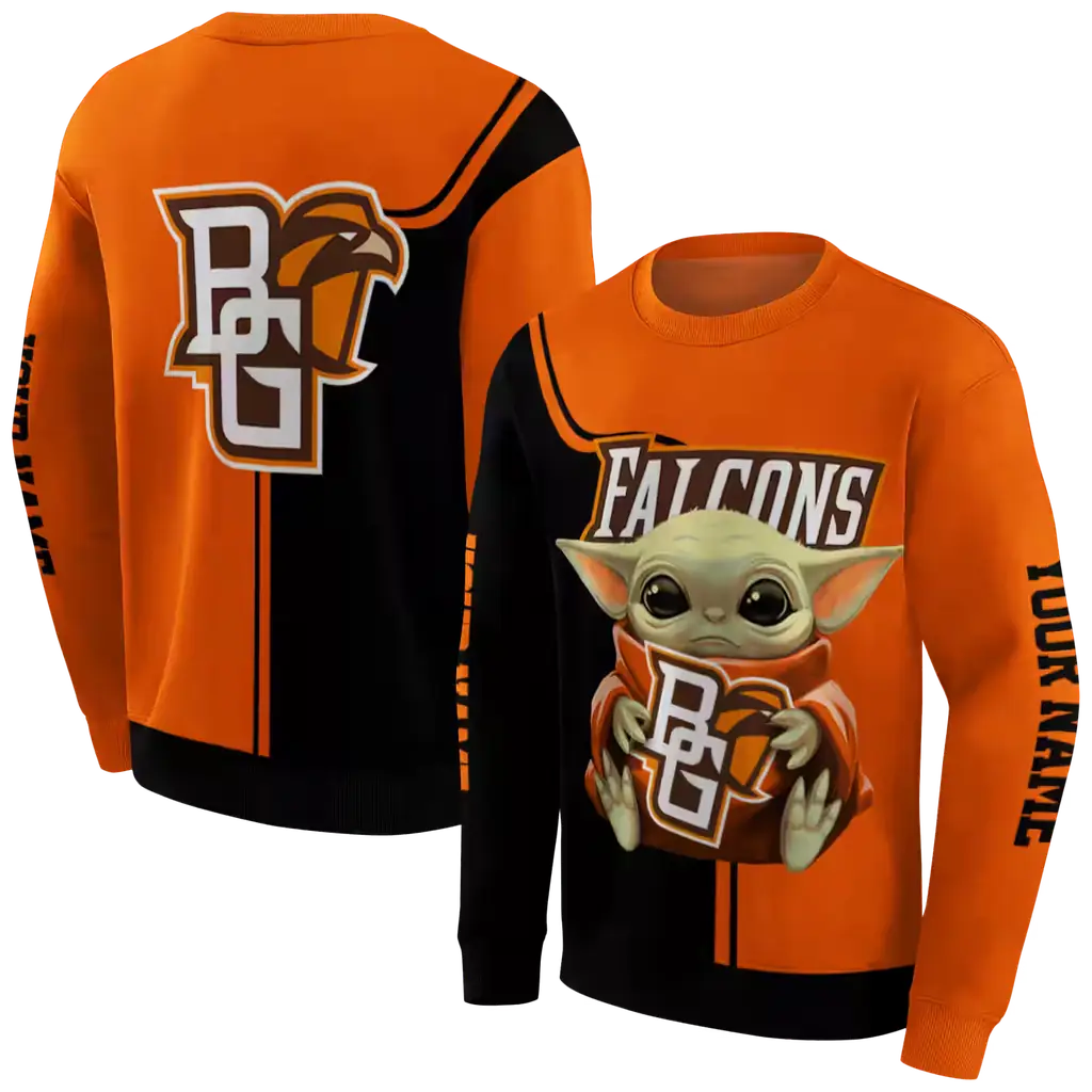 custom bowling green falcons baby yoda orange black hoodie premium grade custom bowling green falcons baby yoda orange black hoodie premium grade