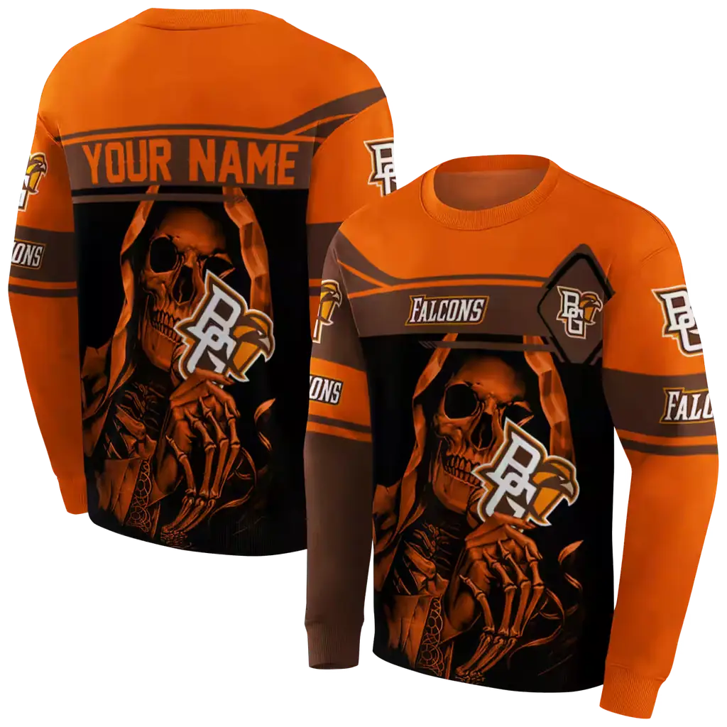 custom bowling green falcons grim reaper orange black hoodie premium grade custom bowling green falcons grim reaper orange black hoodie premium grade