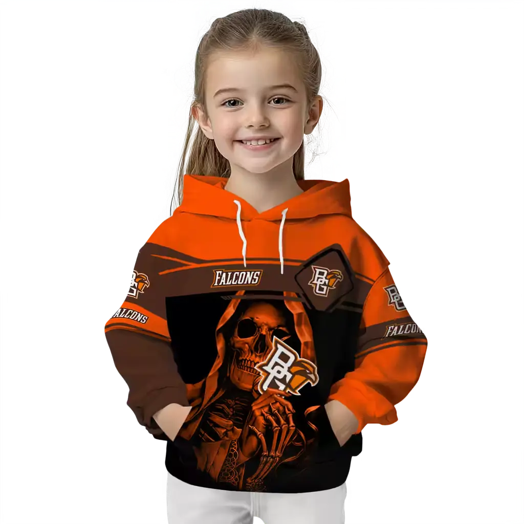 custom bowling green falcons grim reaper orange black hoodie top rated custom bowling green falcons grim reaper orange black hoodie top rated