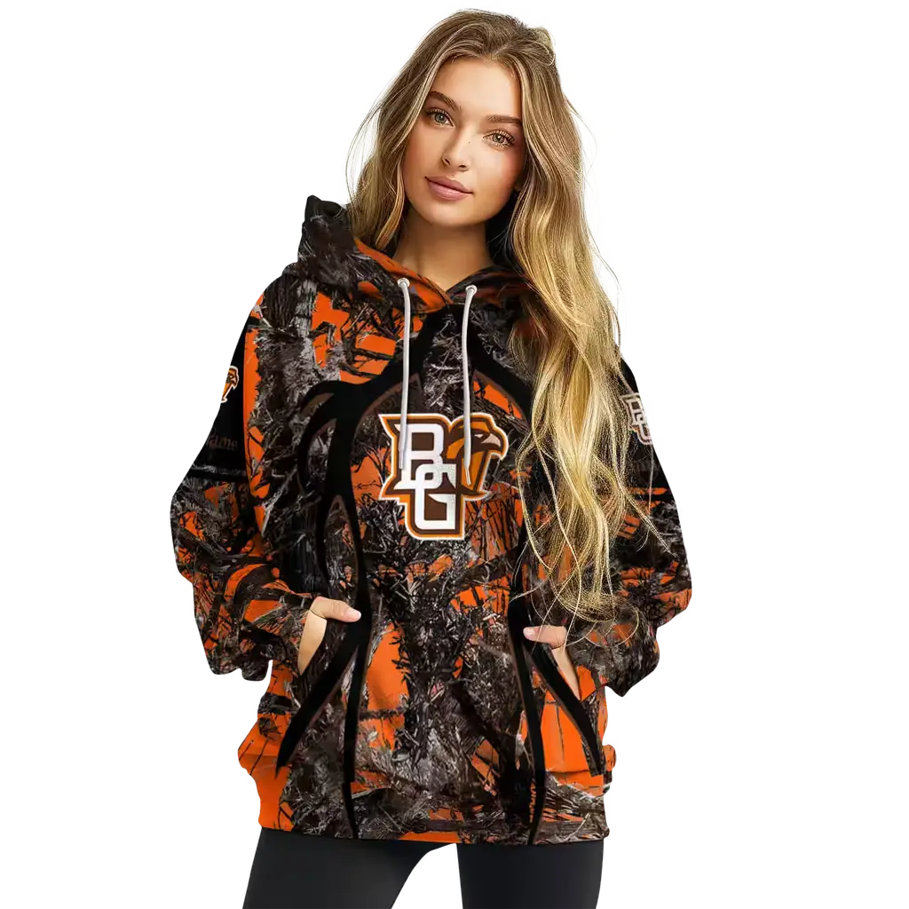 custom bowling green falcons hunting theme orange black hoodie high quality custom bowling green falcons hunting theme orange black hoodie high quality