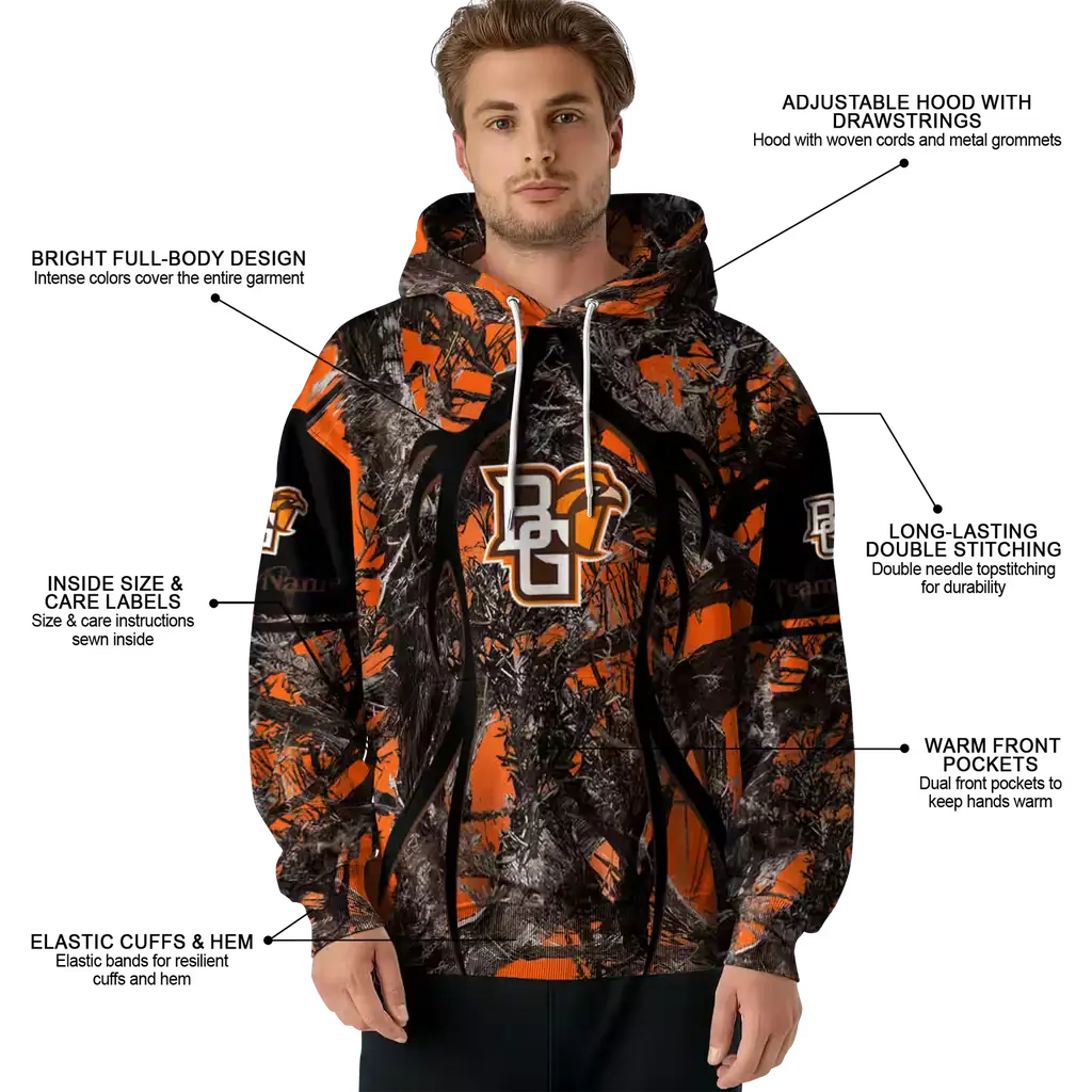 custom bowling green falcons hunting theme orange black hoodie latest model custom bowling green falcons hunting theme orange black hoodie latest model