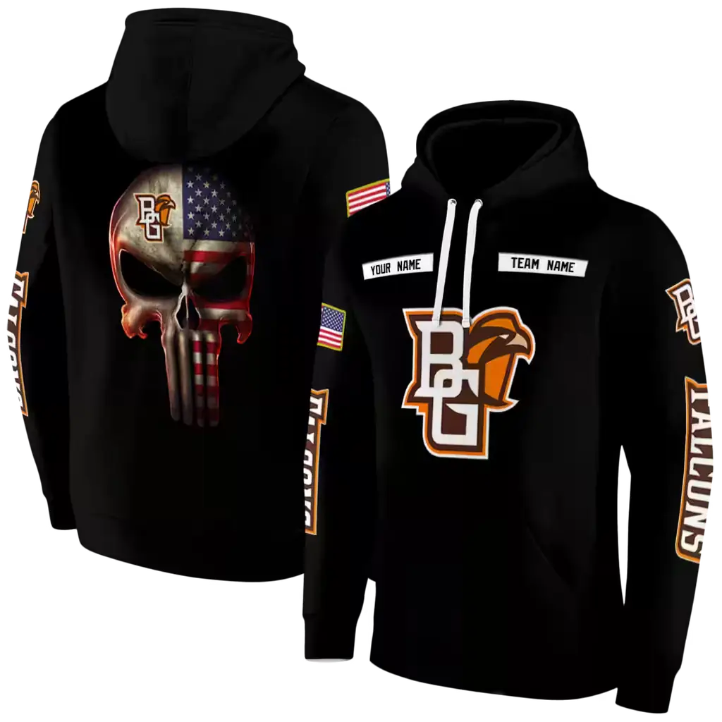 custom bowling green falcons punisher skull black hoodie fashion forward custom bowling green falcons punisher skull black hoodie fashion forward