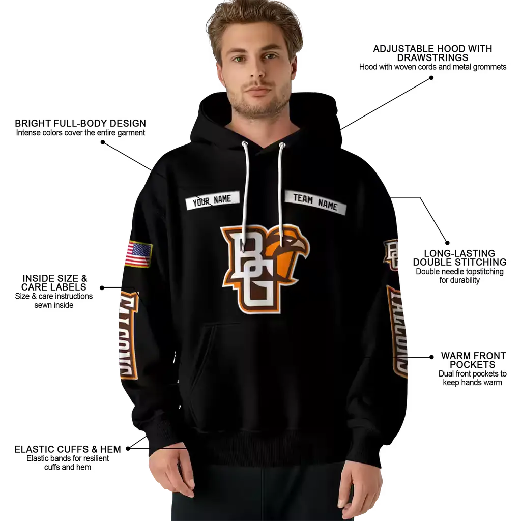 custom bowling green falcons punisher skull black hoodie latest model custom bowling green falcons punisher skull black hoodie latest model