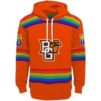 custom bowling green falcons rainbow stripes orange hoodie best selling