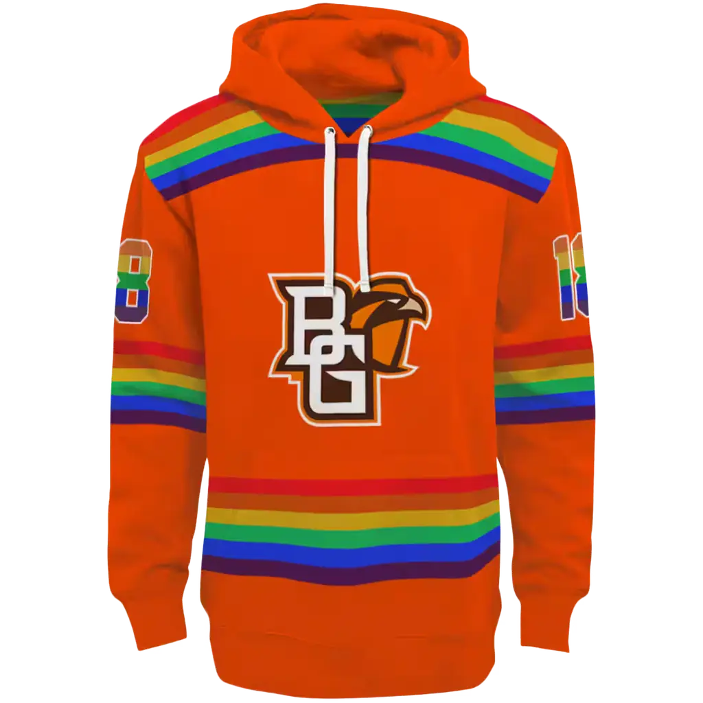 custom bowling green falcons rainbow stripes orange hoodie best selling custom bowling green falcons rainbow stripes orange hoodie best selling
