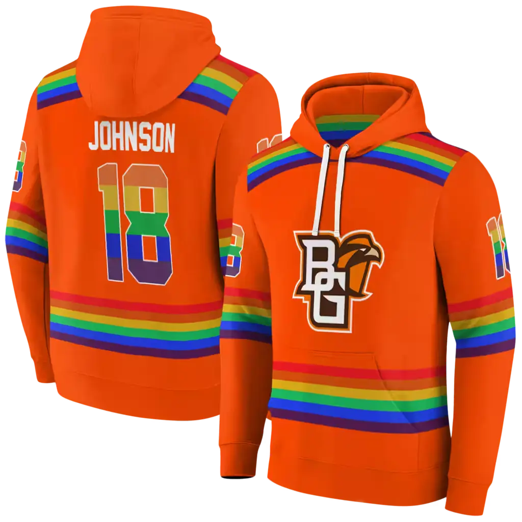 custom bowling green falcons rainbow stripes orange hoodie fashion forward custom bowling green falcons rainbow stripes orange hoodie fashion forward