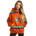 custom bowling green falcons rainbow stripes orange hoodie best selling