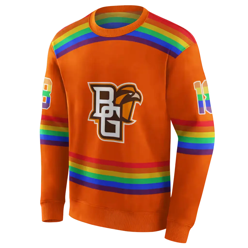 custom bowling green falcons rainbow stripes orange hoodie new arrival custom bowling green falcons rainbow stripes orange hoodie new arrival