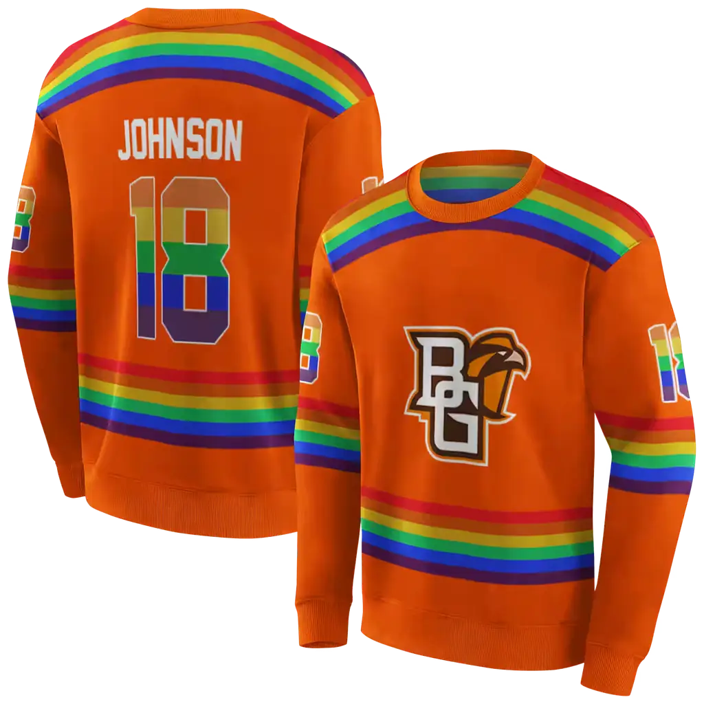 custom bowling green falcons rainbow stripes orange hoodie premium grade custom bowling green falcons rainbow stripes orange hoodie premium grade