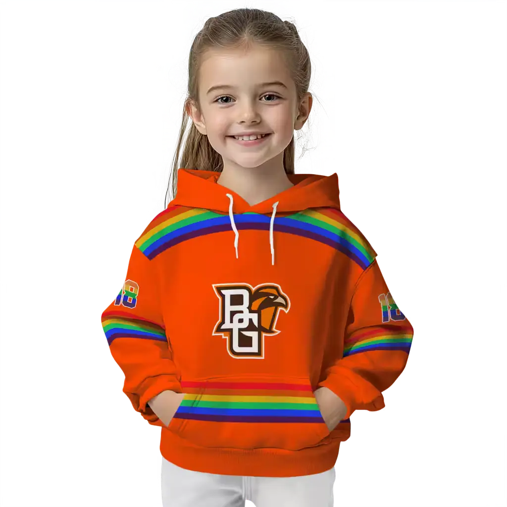 custom bowling green falcons rainbow stripes orange hoodie top rated custom bowling green falcons rainbow stripes orange hoodie top rated