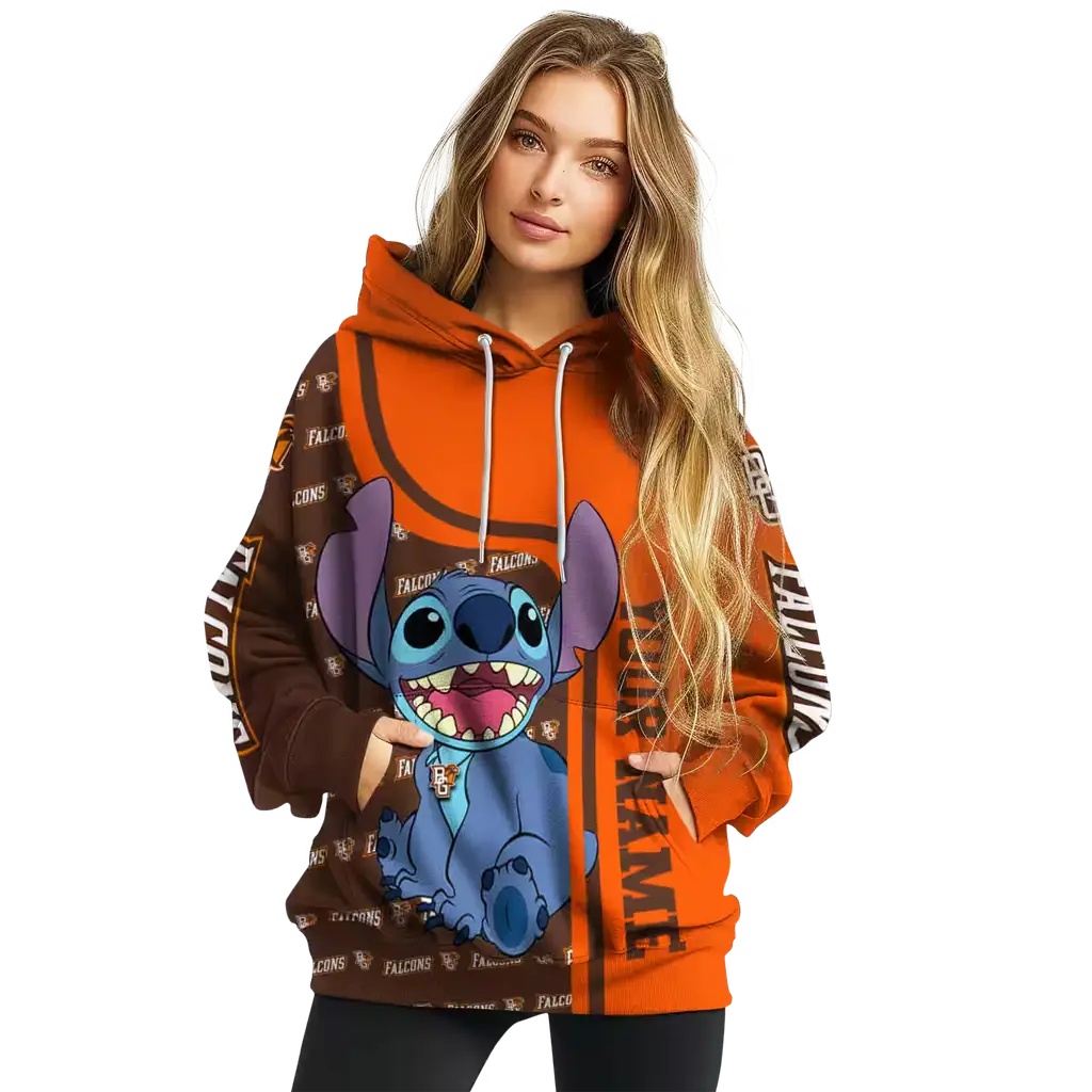 custom bowling green falcons stitch orange hoodie high quality custom bowling green falcons stitch orange hoodie high quality