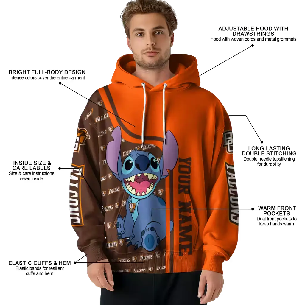 custom bowling green falcons stitch orange hoodie latest model custom bowling green falcons stitch orange hoodie latest model