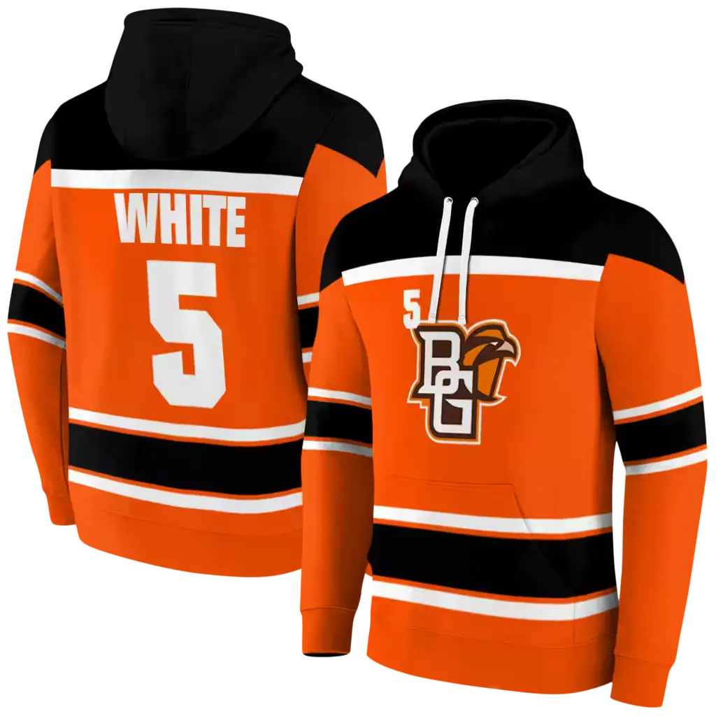 custom bowling green falcons striped pattern orange hoodie fashion forward custom bowling green falcons striped pattern orange hoodie fashion forward