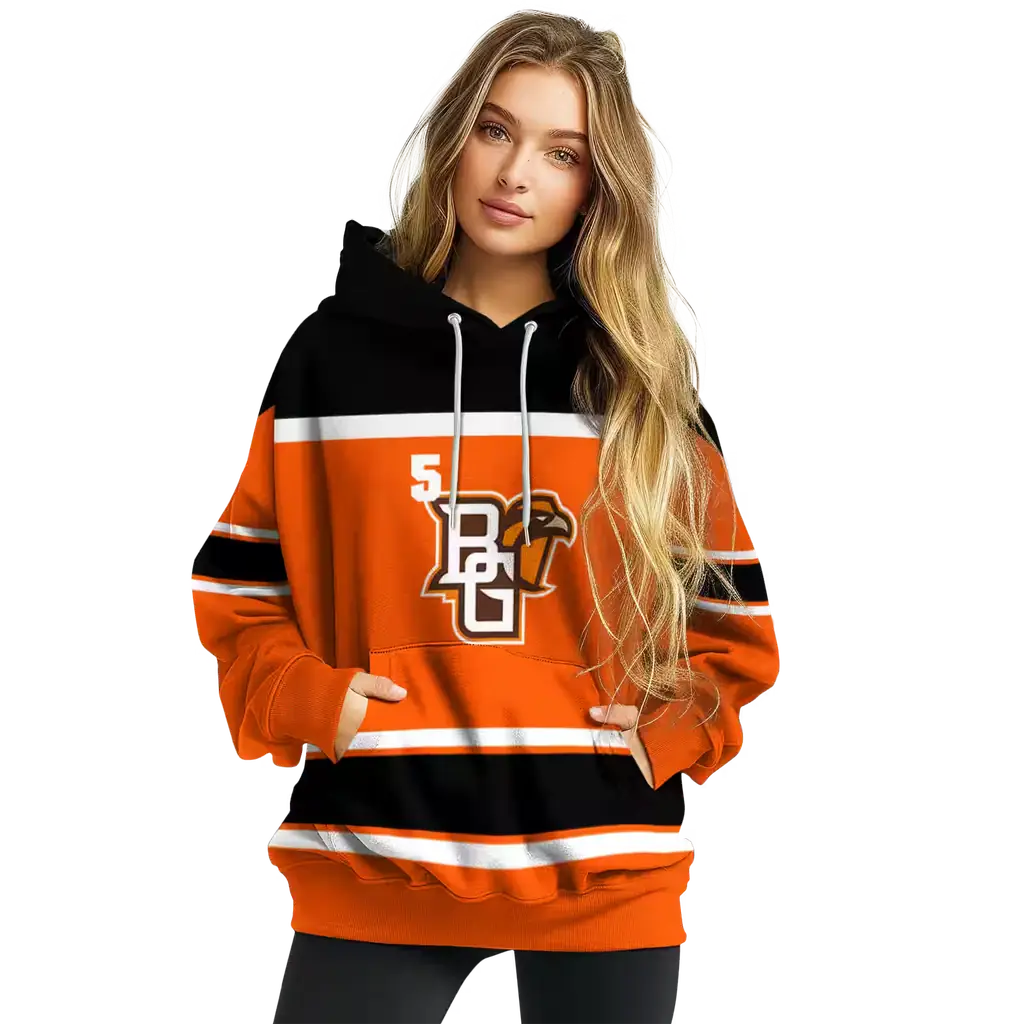 custom bowling green falcons striped pattern orange hoodie high quality custom bowling green falcons striped pattern orange hoodie high quality