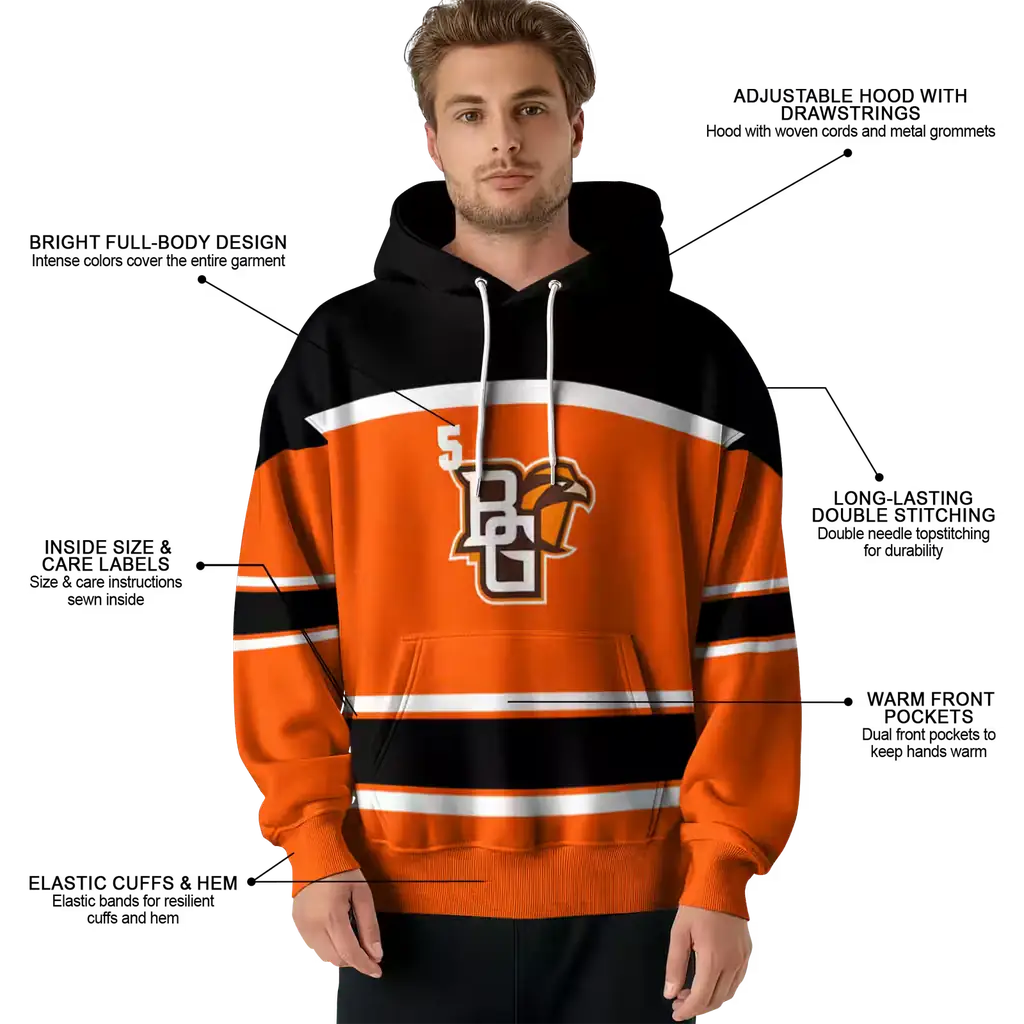 custom bowling green falcons striped pattern orange hoodie latest model custom bowling green falcons striped pattern orange hoodie latest model