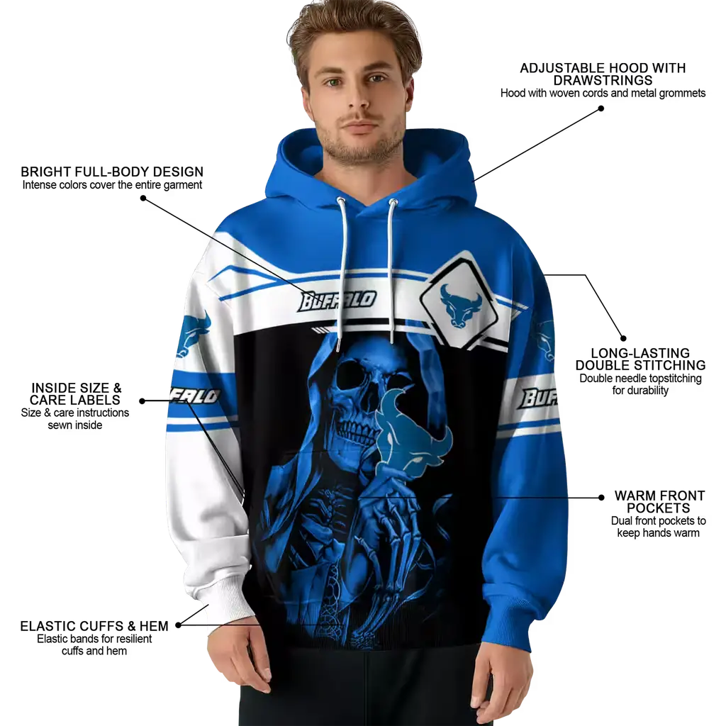 custom buffalo bulls grim reaper royal blue black hoodie latest model custom buffalo bulls grim reaper royal blue black hoodie latest model