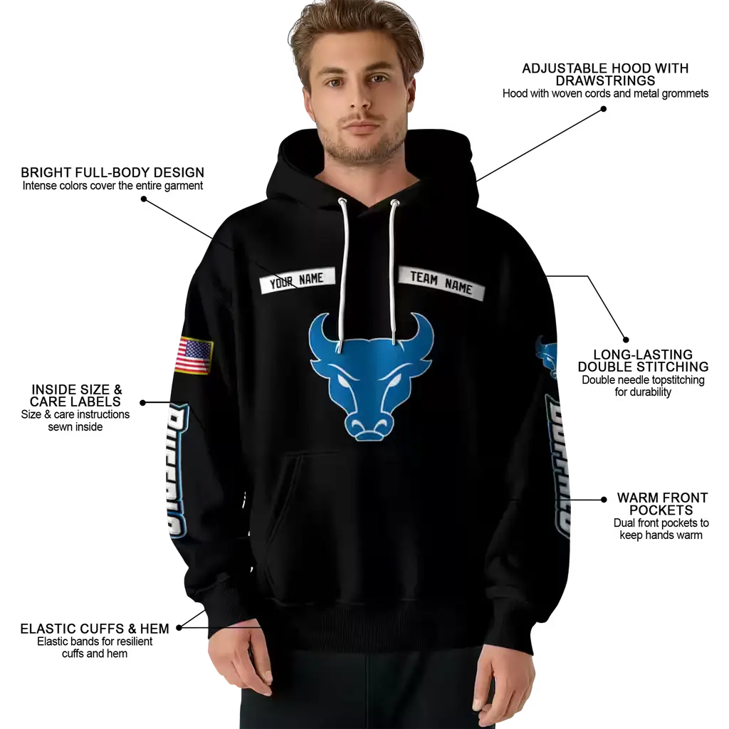 custom buffalo bulls punisher skull black hoodie latest model custom buffalo bulls punisher skull black hoodie latest model