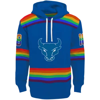 custom buffalo bulls rainbow stripes royal blue hoodie best selling