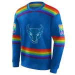 custom buffalo bulls rainbow stripes royal blue hoodie best selling