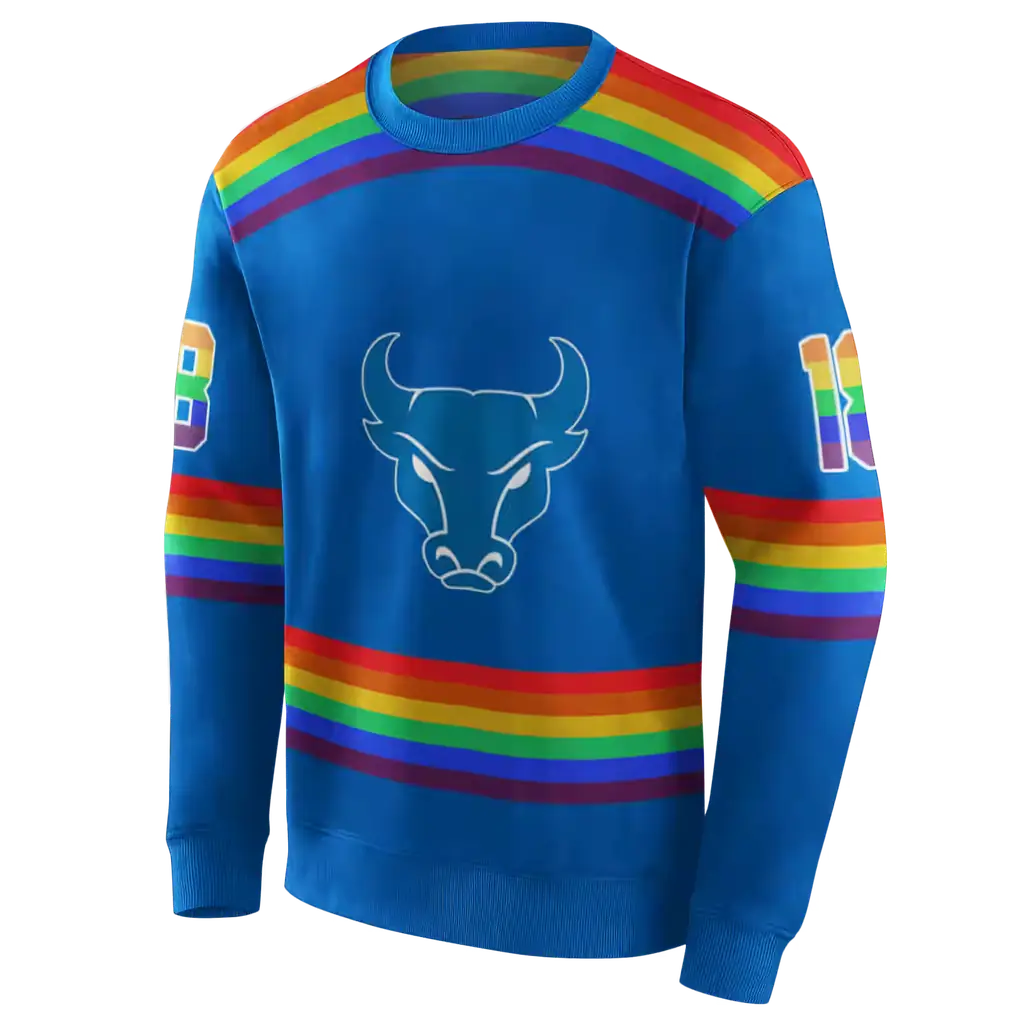 custom buffalo bulls rainbow stripes royal blue hoodie new arrival custom buffalo bulls rainbow stripes royal blue hoodie new arrival