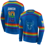 custom buffalo bulls rainbow stripes royal blue hoodie best selling
