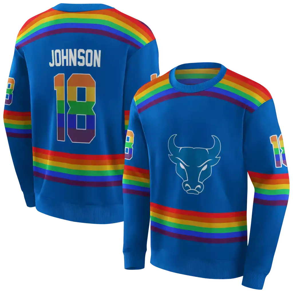 custom buffalo bulls rainbow stripes royal blue hoodie premium grade custom buffalo bulls rainbow stripes royal blue hoodie premium grade
