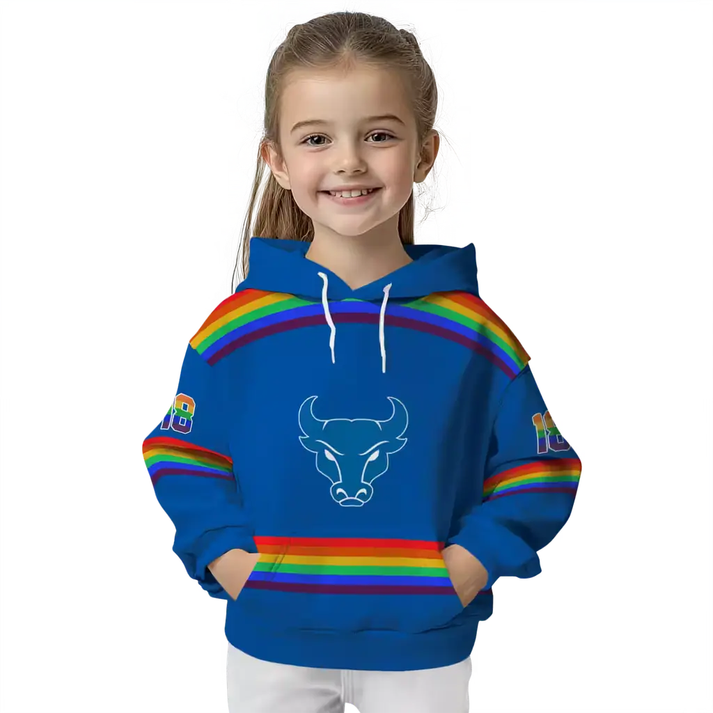 custom buffalo bulls rainbow stripes royal blue hoodie top rated custom buffalo bulls rainbow stripes royal blue hoodie top rated