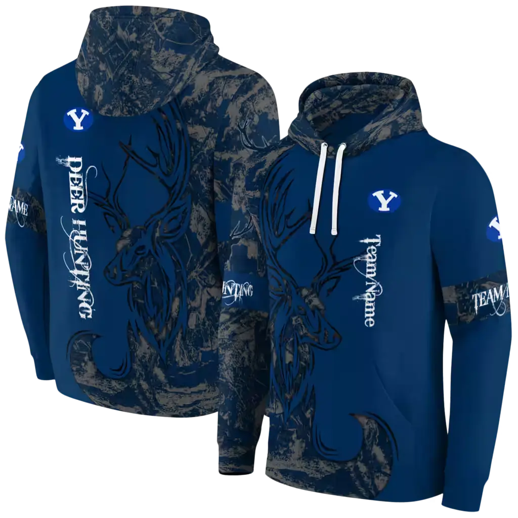 custom byu cougars deer silhouette blue hoodie fashion forward custom byu cougars deer silhouette blue hoodie fashion forward
