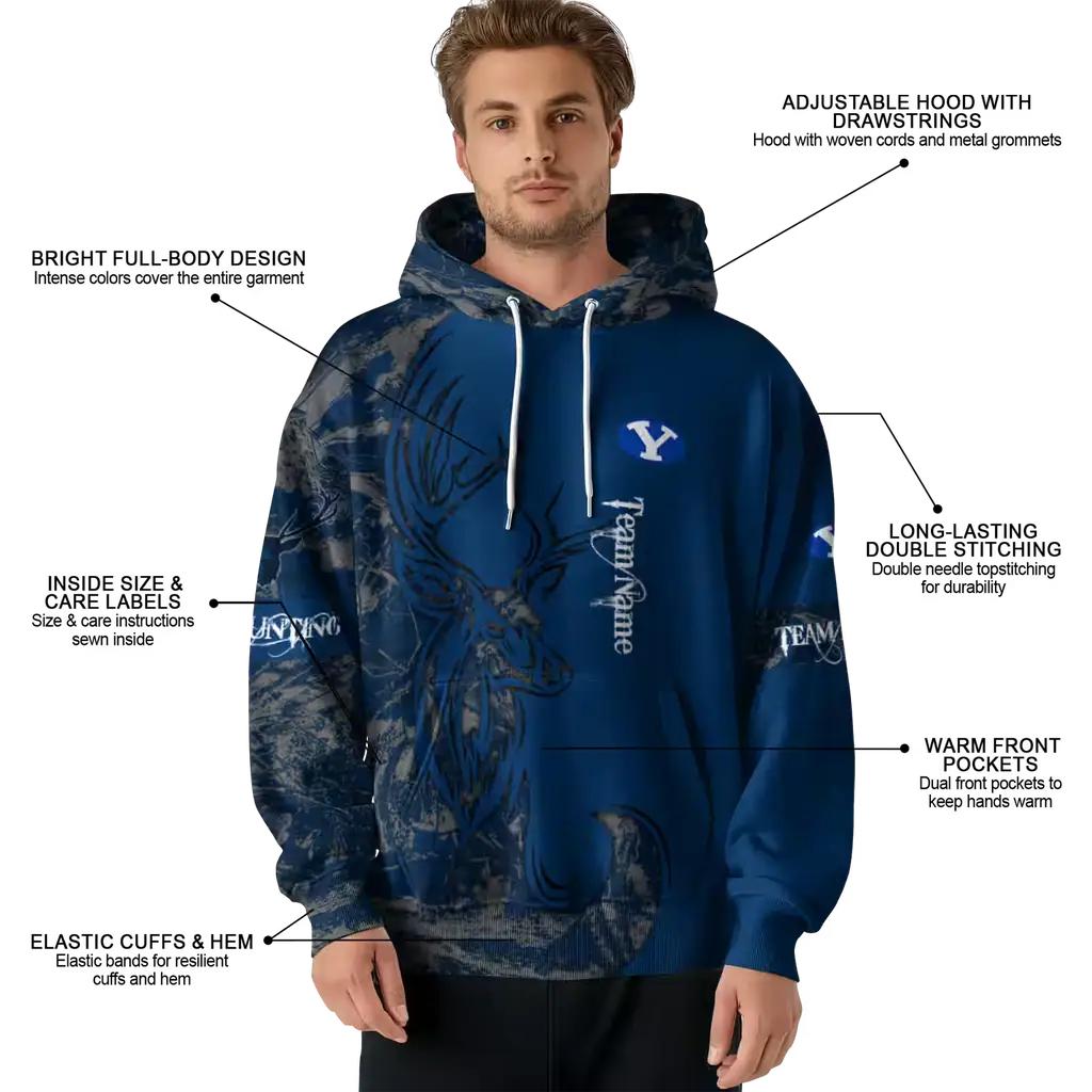 custom byu cougars deer silhouette blue hoodie latest model custom byu cougars deer silhouette blue hoodie latest model