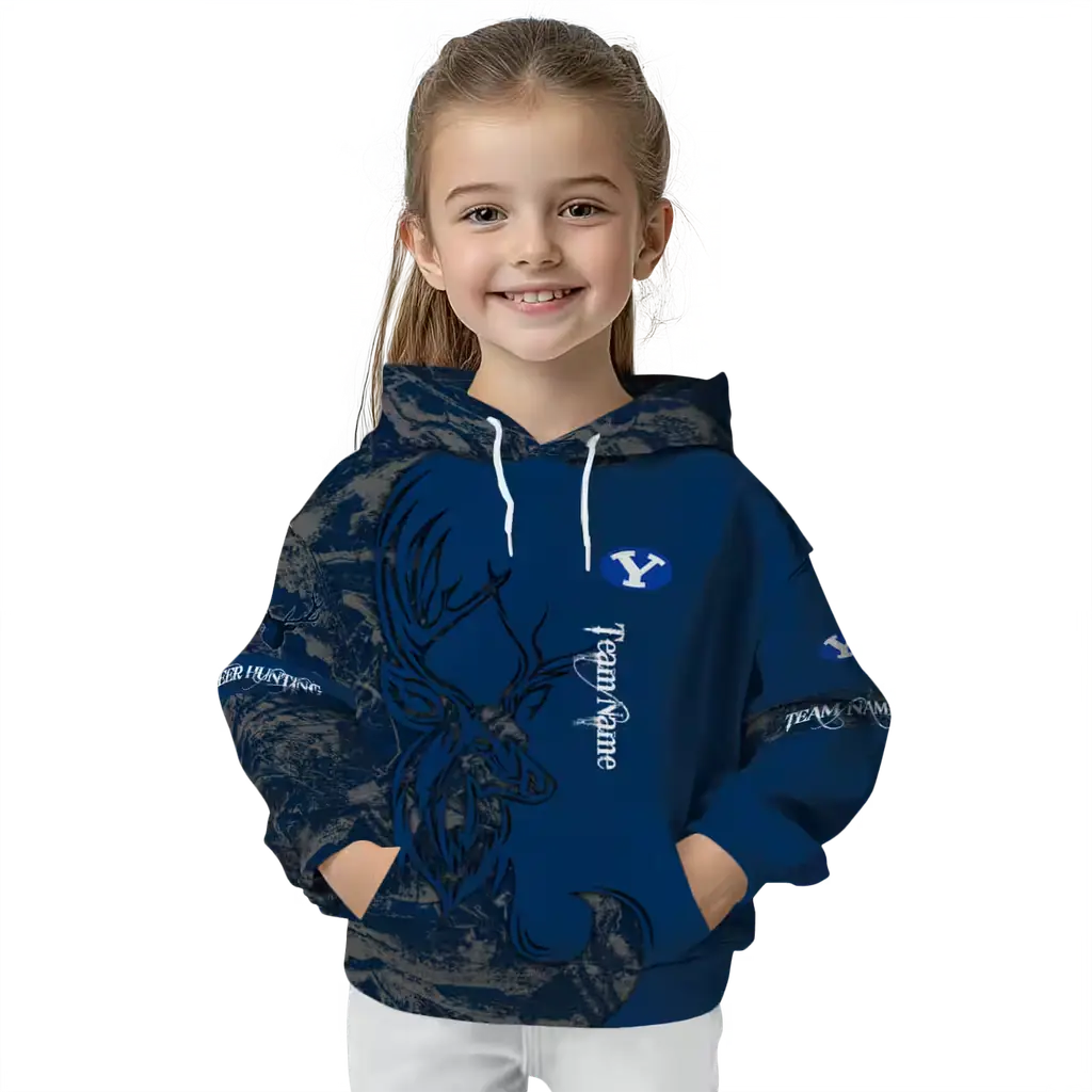custom byu cougars deer silhouette blue hoodie top rated custom byu cougars deer silhouette blue hoodie top rated