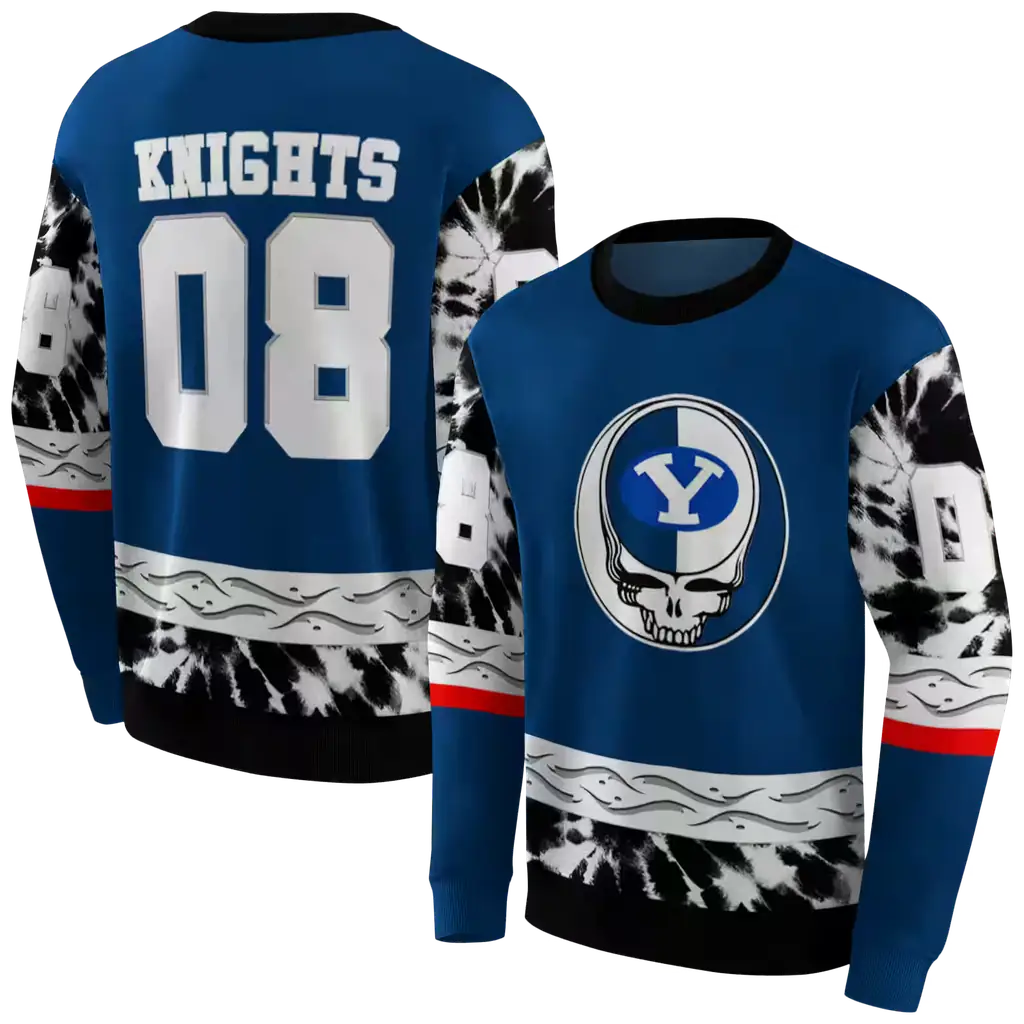 custom byu cougars grateful vibes blue hoodie premium grade custom byu cougars grateful vibes blue hoodie premium grade