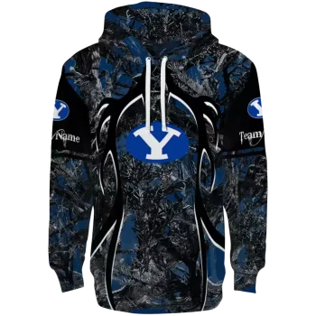 custom byu cougars hunting theme blue black hoodie best selling
