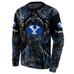 custom byu cougars hunting theme blue black hoodie best selling
